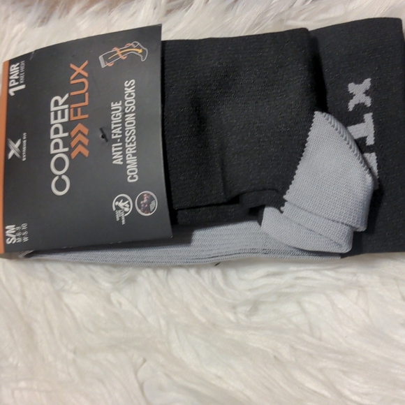 1 pair Copper flux anti fatigue compression socks  men 6-9 women's 5-10 s/m - Picture 3 of 6